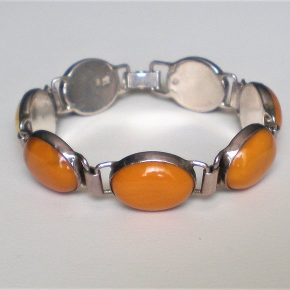 Poland Sterling Silver Baltic Butterscotch Egg Yolk Amber Bracelet